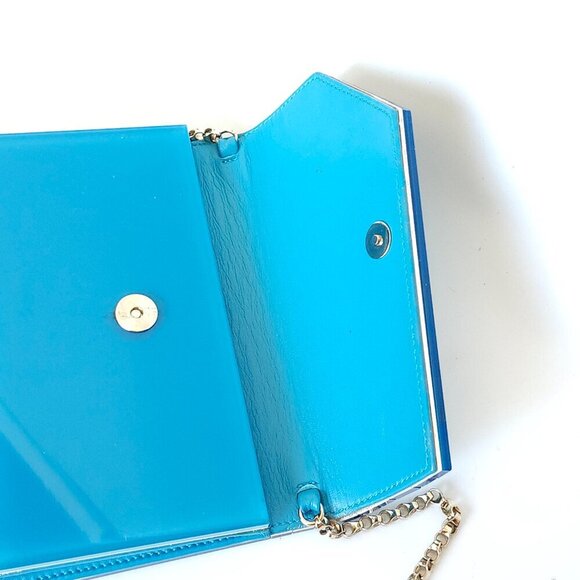 STUNNING JIMMY CHOO CANDY CLUTCH In Bright Blue Hard Body Acrylic Purse - Picture 9 of 14
